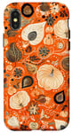 Coque pour iPhone X/XS Orange Paisley Citrouille Motif Automne Décor