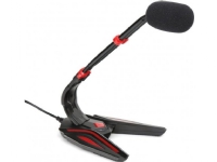 Varr Gaming 3.5mm Microphone with Stand, Adjustable 180°, Control panel (on/off, volume and backlight), Microphone sensitivity -58±2dB and omnidirectional, 3.5mm connection jack, Black/Red, Cable 1.5m