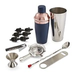 Tower Cavaletto T879030MNB 13 Piece Cocktail Set with Large 800 ml Cocktail Shaker, Home Bar, Bar Tender, Corkscrew, Strainer, Midnight Blue