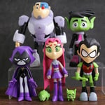 7-pack Teen Titans Go Robin Cyborg Beast Boy Raven Actionfigur Leksak Barnpresent