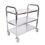 Chariot de service – 936 x 560 x 945 mm – Acier affiné – 3 Étagères – Jusqu'à 150kg – Desserte Table servante mobile avec frein - Wiltec