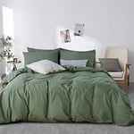 Sedefen Housse de Couette 200 x 200 cm Vert Sauge Coton lavé Couleur Unie - Parure de Lit 2 Personnes avec Fermeture Éclair - Aspect ridée Naturel Housse Couette avec 2 Taie d'oreiller 65x65 cm