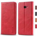 Coque Samsung Galaxy J4 Plus, Housse en Cuir Premium Flip Case Portefeuille Etui pour Galaxy J4 Plus/Samsung J4+ (Rouge)