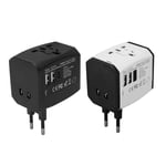 New Universal Travel Power Adapter 6A 2xUSB3.0A USB C All In One Worldwide Adapt