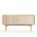 House of Finn Juhl - Sideboard Without Tray Unit, Oak Veneer, Orange Steel - Sideboards - Finn Juhl - Tre farget - Metall/Tre