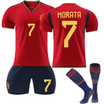 22-23 Spanien hemma röd nr 9 Garvey nr 7 Morata 10 Pedri World Cup fotbollsdräkten NO.7 MORATA 28