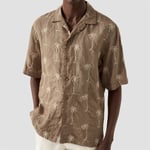 Eton Resort Shirt - Brown Palmtree Embrodiery