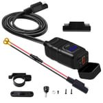 Vattentät motorcykel USB -laddare SAE Quick Disconnector Laddare Port Adapter Kit med monteringsfäste för telefon GPS