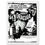 Vintage Movie Film Horror Dracula Cushing Vampire USA A4 Artwork Framed Wall Art Print