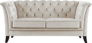 Skånska Möbelhuset Milton Chesterfield 2-sits soffa i beige Sammet