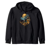 Cute Owl Floral Sunflower Bird Zip Hoodie