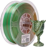 PLA Tricolore Soie Filament 1.75mm, Soyeux Coextrusion Imprimante 3D Filament PLA, 1KG Bobine Triple Couleur PLA Mystique Soie Filament d'impression 3D pour Imprimante 3D, Or Vert et Noir Soie