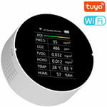 Tuya WiFi Détecteur de qualité de l'air multifonctionnel 7 en 1 PM2,5 TVOC CO2 HCHO Température Humidité AQI Détecteur Bureau à domicile Bureau