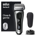 Braun Series 8 8517s Rasoir Électrique Pour Homme, 4 Éléments De Rasage, Tondeuse De Précision Intégrée, Base De Recharge, Étanche, 60 Min D’Autonomie, Fabriqué En Allemagne, Argent