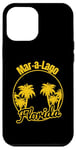 Coque pour iPhone 14 Pro Max Jaune Mar-a-Lago Floride Palmiers Destination Vacances