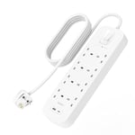 Belkin 8-Outlet Surge Protector Power Strip, Wall-Mountable with 8 AC Outlets, 2M Power Cord, & Green Indicator Light - USB-C Port & USB-A Port w/USB-C PD Fast Charging - 900 Joules of Protection