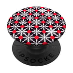 Flocons de neige blancs avec fond rouge cannes avec Noël PopSockets PopGrip Adhésif