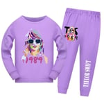 Barn Taylor Swift Pyjamas med långa ärmar PJ Set Långärmad T-shirt Byxor Set Sovkläder Nattkläder Purple 160cm