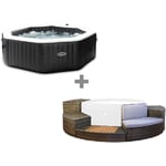 Pack spa gonflable Intex PureSpa Carbone octogonal Bulles et Jets 4 places + Ensemble mobilier