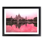 Victoria Memorial In Kolkata India Painting Modern Art Framed Wall Art Print, Ready to Hang Picture for Living Room Bedroom Home Office Décor, Black A3 (46 x 34 cm)