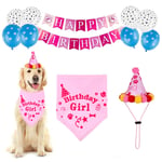 1 Set of Dog Birthday Party Supplies Including 1 Birthday Bandana + 1 Birthday Banner + 1 Birthday Cone Hat + 8 Birthday Balloons Cartoon Gift for Pet Puppy Dog