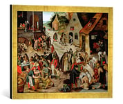 Kunst für Alle 'Image encadrée de Pieter Brueghel Le Jeune Les œuvres de miséricorde Impression d'art dans Le Cadre de Haute qualité Photos Fait Main, 60 x 40 cm, Or Raya