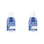 NIVEA Démaquillant Yeux Double Action au Bleuet (1 x 125 ml), nettoyant visage enrichi en eau purifiée, soin visage femme pour tous types de peaux, format voyage (Lot de 2)