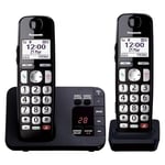 Panasonic KX-TGE822EB Digital Cordless Phone About 40 minutes Answering Machine with Nuisance Call Block and Dedicated Key, Amplified Sound Double