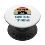 Gamer Crime Scene Technician Vintage 60s 70s Gaming Cadeau PopSockets PopGrip Interchangeable