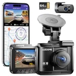 AZDOME 4K Dashcam Voiture Avant Arrière, WiFi Caméra Embarquée Voiture avec Carte SD 64G, Camera Voiture Grand Angle 170°, Vision Nocturne, WDR,G-Capteur, Mode Stationnement 24H, GS63H Pro