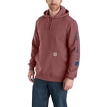 Carhartt Men's Loose Fit Midweight Logo Sleeve Graphic Sweatshirt Hooded Sweatshirt, Apple Butter Heather, M