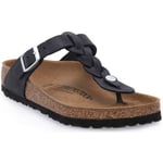 Mules Birkenstock  GIZEH BRAIDED BLK OILED CALZ S