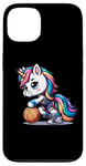 Coque pour iPhone 13 Licorne mignonne de joueur de basket-ball