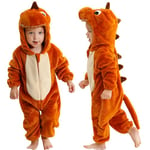 COOKY.D Bébé Flanelle Bande Dessinée Capuche Barboteuse Zip Toddler Playsuits Tenues Bébé Garçons Filles Combinaison,Orange Dinosaure 18-24 Mois