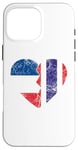 Coque pour iPhone 16 Pro Max Drapeau thaïlandais en forme de cœur | France Thaïlande Roots Vintage