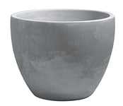 EDA - Bac à Arbustes PALMEA Rond 98 L - avec roulettes - Double Paroi - Réserve d'eau Intégrée - Usage Intérieur ou Extérieur - Ø 70 x 55 cm - Gris