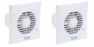 2 x Vent Axia 441626 100HT Lo-Carbon Silhouette Extract Fans Humidistat & Timer