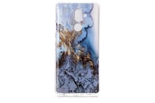 Hsmy Coque et étui téléphone mobile Pour nokia 7 plus coque, bleu marbre désign antichoc protecteur silicone coque (6.0")