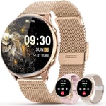 elfofle Montre Connectée Femme avec Appel Bluetooth, écran Tactile TFT HD 1,39", IP67, étanche avec 120 Sports, Fréquence Cardiaque, Cycle Menstruel,Podomètre pour Android iOS (Or Rose)