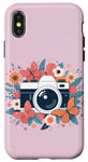 Coque pour iPhone X/XS Appareil photo floral mignon photographe amateur de photographie