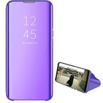 Hülle® Mirror Plating Clear View Stand Function Flip Case Compatible for Samsung Galaxy A21s (Purple)