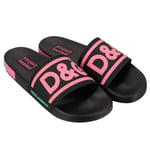 DOLCE & GABBANA x DJ KHALED Slides Sandals D&G Logo Black Pink 11379