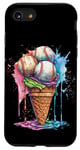 Coque pour iPhone SE (2020) / 7 / 8 Ice Cream Baseball – Cône de glace mignon tenant des balles de baseball