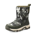 DREAM PAIRS Kids Bottes de Neige pour Enfants Chaussures de Hiver Bottes à Lacets Garçon et Fille Confortable,Size 31,Camo/Vert,SDSB2222K