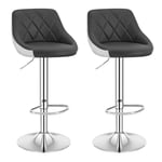 WOLTU Tabouret Bar Lot de 2, Chaise Haute Bar, Tabouret en Similicuir, Réglable en Hauteur, avec Dossier, Repose-Pieds, Chaise Haute Cuisine, Gris+Blanc, BH30grw-2