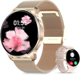 Montre Connectée Pour Femme, 1,32"" Hd Smartwatch Avec Appels Bluetooth Assistant Vocal Moniteur De Fréquence Cardiaque Sommeil Montre De Fitness Sportive Pour Ios Android Or Rose