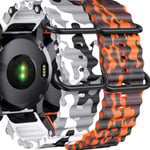 Pack 2x Bracelets Ocean Waves Pour Garmin Fenix 7 Pro Sapphire Solar Blanc Militaire Et Orange Militaire