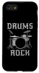 Coque pour iPhone SE (2020) / 7 / 8 Batterie Rock, batteur fête des pères musicien rock Goth