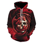 ZHRDRJB 3D Printed Hoodies,Unisex 3D Print Skull Red Dragon Hoodie Sweatshirt Couple Novelty Outerwear Tracksuits Hip Hop Streetwear Pullover With Pocket,Xxl