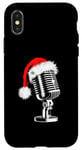 Coque pour iPhone X/XS Bonnet de Père Noël avec microphone - Style vintage - Karaoké - Amoureux de Noël